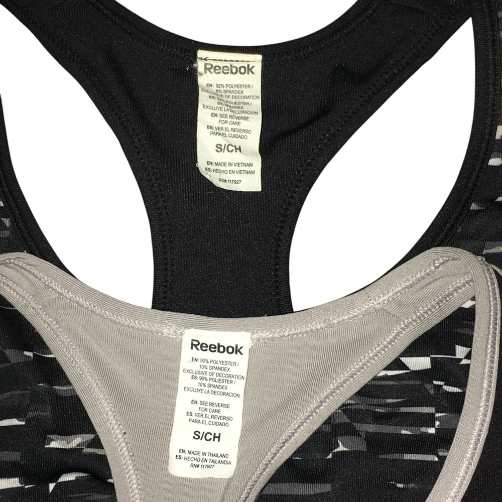 (2) REEBOK Racerback Black Gray Sports Bras - Women’s Small - Picture 11 of 12